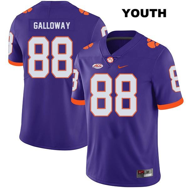 Youth Clemson Tigers #88 Braden Galloway Stitched Purple Legend Authentic Nike NCAA College Football Jersey LJT6546BH